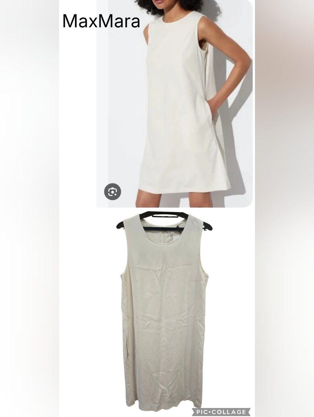 MaxMara Sleeveless Ivory Dress (Viscose+silk) Sz 8 Us